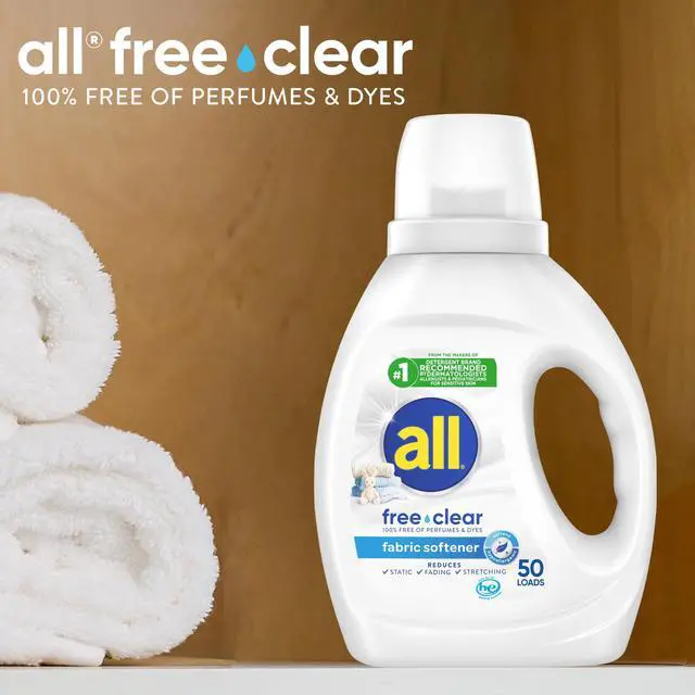 Alt view image 4 of 6 - all free clear Liquid Fabric Softener for Sensitive Skin, 34 fl oz, 50 Loads