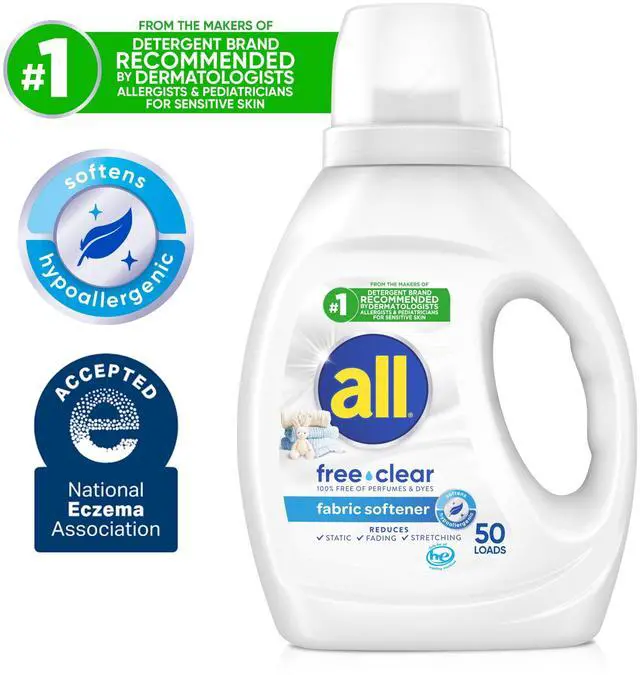Alt view image 6 of 6 - all free clear Liquid Fabric Softener for Sensitive Skin, 34 fl oz, 50 Loads
