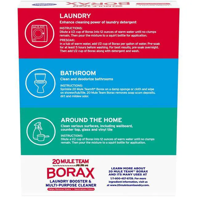 Alt view image 7 of 7 - 20 Mule Team All Natural Borax Laundry Detergent Booster & Multi-Purpose Household Cleaner, 65 Ounce