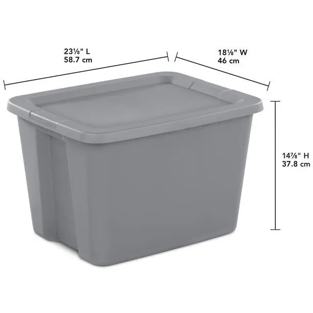 Alt view image 2 of 7 - Sterilite 18 Gallon Large Storage Bin, Plastic Storage Container with Snap-On Lid, Gray