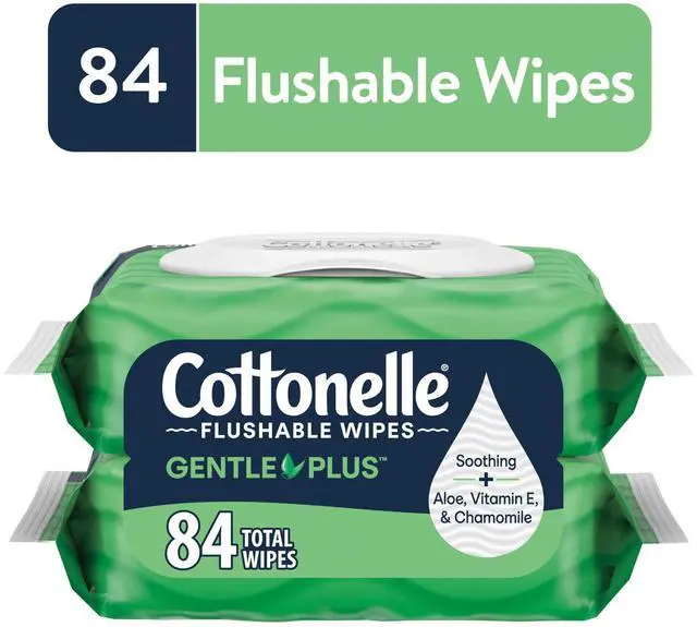 Main image of Cottonelle Gentle Plus Flushable Wet Wipes, 2 Flip-Top Packs