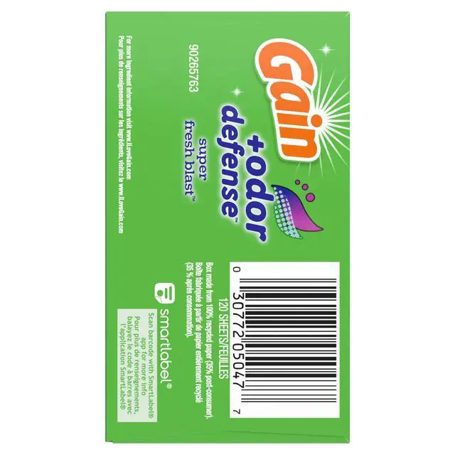 Alt view image 3 of 7 - Gain Fabric Softener Dryer Sheets +Odor Defense, Super Fresh Blast Scent, 120 Count
