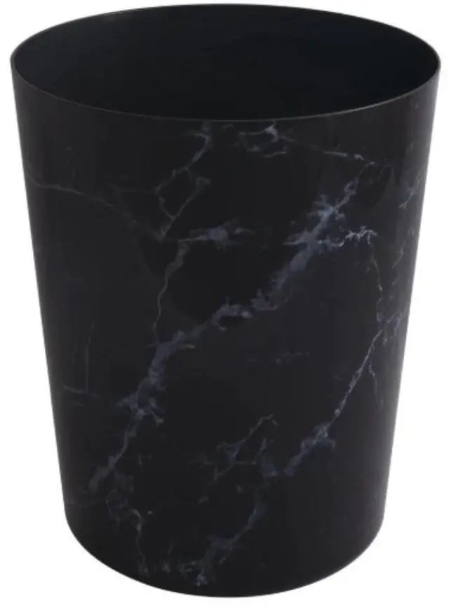 Main image of Mainstays Bathroom Trash Can, 5 Gallon Small Plastic Garbage Bin with No Lid, Black Marble