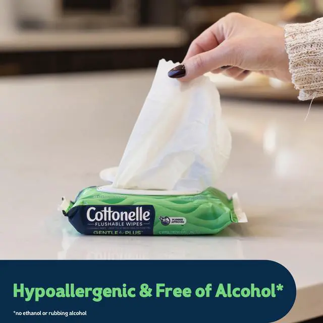 Alt view image 3 of 7 - Cottonelle Gentle Plus Flushable Wet Wipes, 2 Flip-Top Packs