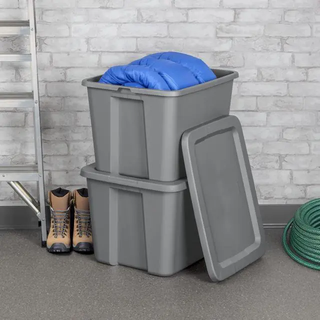 Alt view image 5 of 7 - Sterilite 18 Gallon Large Storage Bin, Plastic Storage Container with Snap-On Lid, Gray