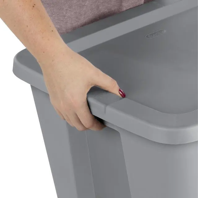 Alt view image 6 of 7 - Sterilite 18 Gallon Large Storage Bin, Plastic Storage Container with Snap-On Lid, Gray