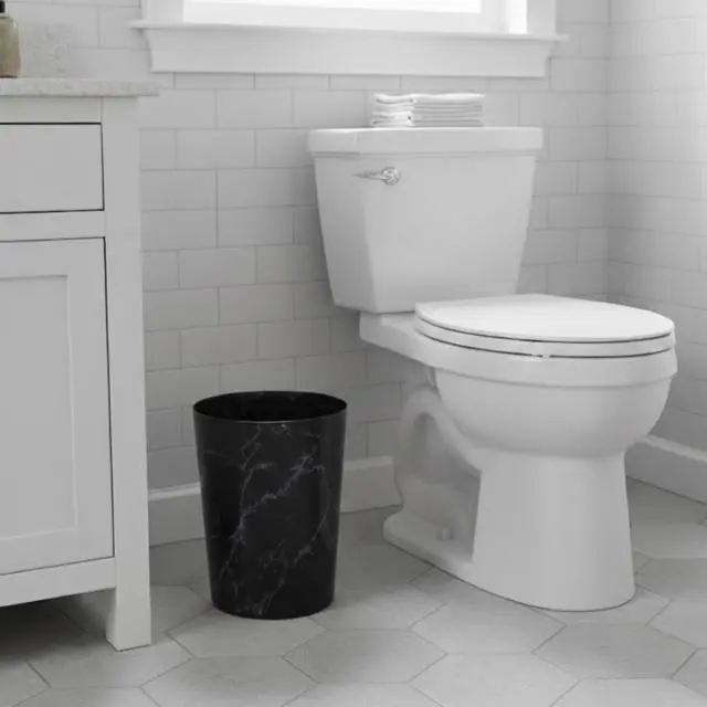 Alt view image 3 of 6 - Mainstays Bathroom Trash Can, 5 Gallon Small Plastic Garbage Bin with No Lid, Black Marble