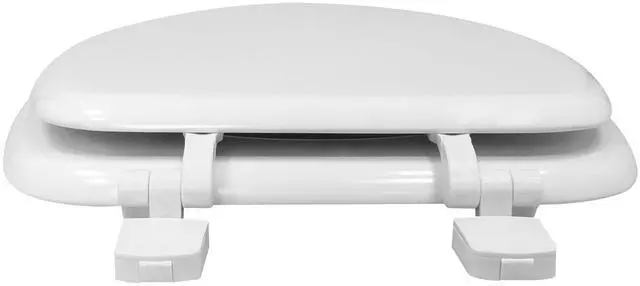 Alt view image 6 of 7 - Mainstays Elongated White Toilet Seat with Durable Rice Husk Material