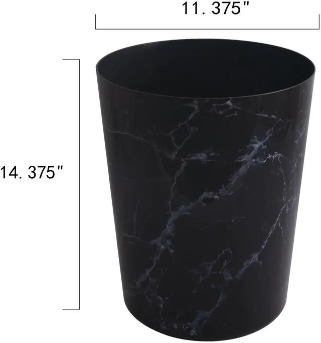 Alt view image 4 of 6 - Mainstays Bathroom Trash Can, 5 Gallon Small Plastic Garbage Bin with No Lid, Black Marble