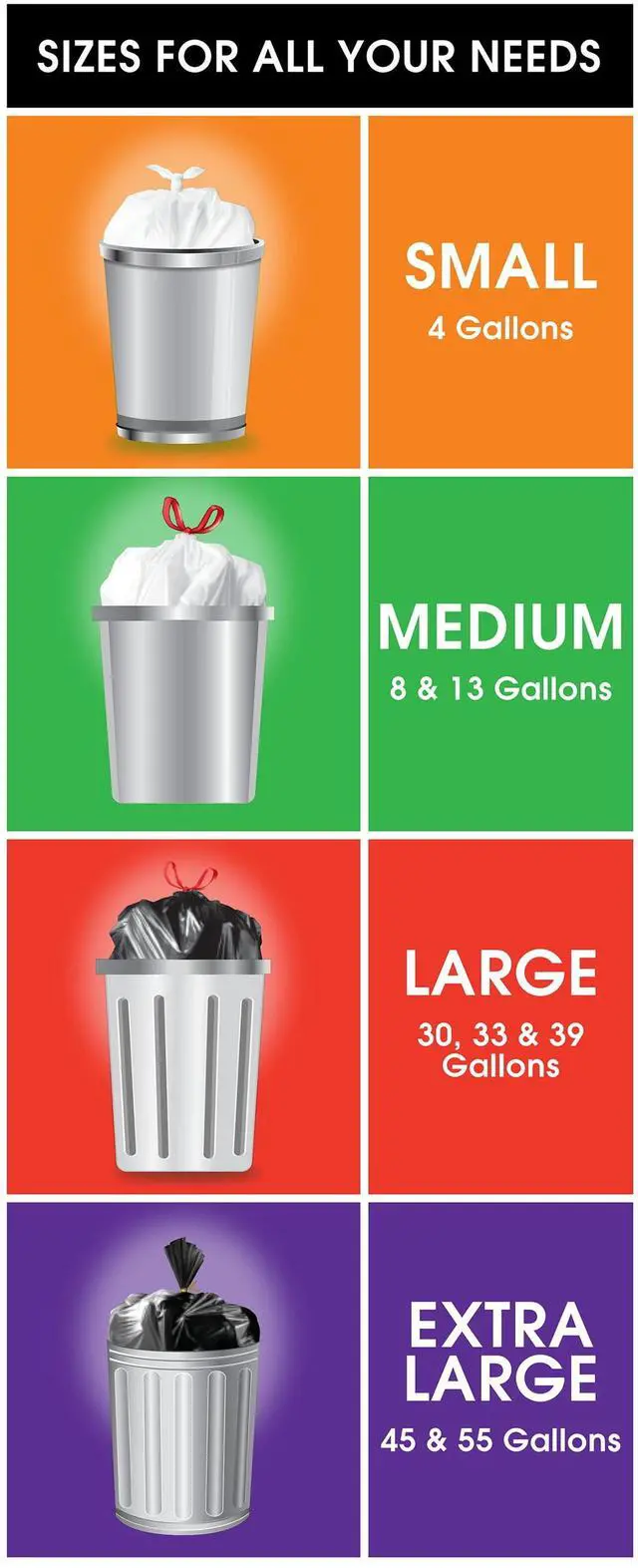 Alt view image 5 of 6 - Great Value Strong Flex 13-Gallon Drawstring Tall Kitchen Trash Bags, Citrus Burst, 20 Count