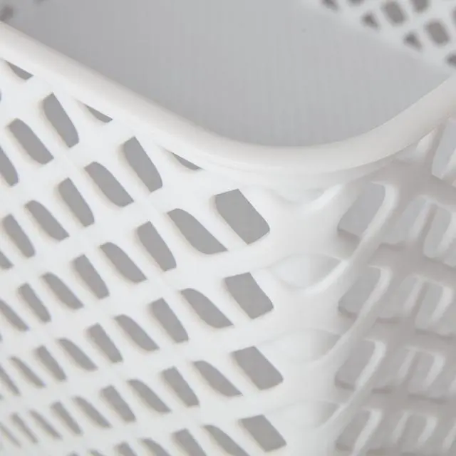 Alt view image 5 of 7 - Mainstays Large White Decorative Plastic Storage Basket, 14.7 in x 12 in x 8.5 in