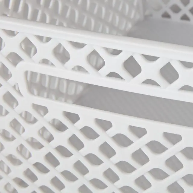 Alt view image 7 of 7 - Mainstays Large White Decorative Plastic Storage Basket, 14.7 in x 12 in x 8.5 in