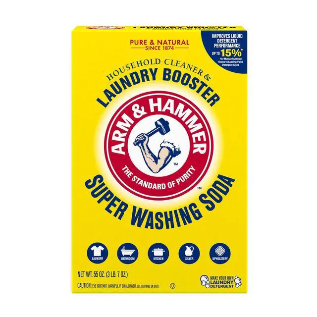 Alt view image 2 of 7 - ARM & HAMMER Super Washing Soda Powder Laundry Detergent Booster & Household Cleaner, 55 oz