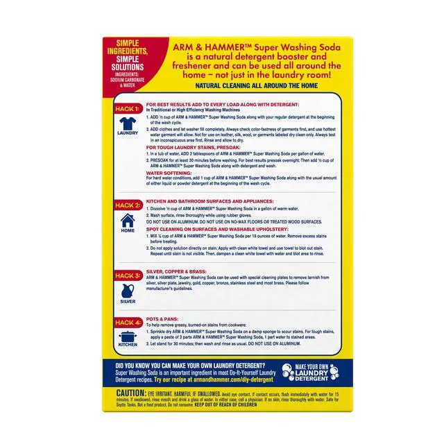 Alt view image 3 of 7 - ARM & HAMMER Super Washing Soda Powder Laundry Detergent Booster & Household Cleaner, 55 oz