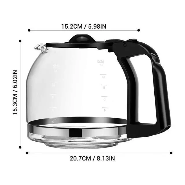 Alt view image 6 of 6 - Mainstays 12 Cup Glass Replacement Carafe