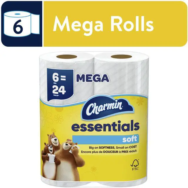 Main image of Charmin Essentials Soft Toilet Paper 6 Mega Rolls, 330 Sheets Per Roll