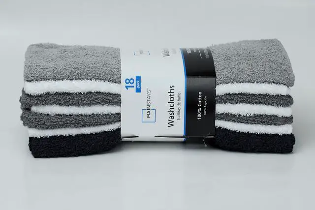 Alt view image 4 of 7 - Mainstays 18-Pack Washcloth Bundle, Grey Multi