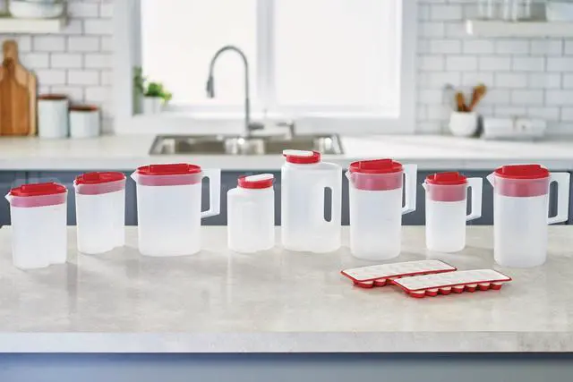 Alt view image 6 of 7 - Rubbermaid, Pitcher, Simply Pour Clear/Red Pitcher Plastic 1 gal, plastic, 1 gal, helpful for family beverage service, A Practical Choice for Everyday Beverage Serving