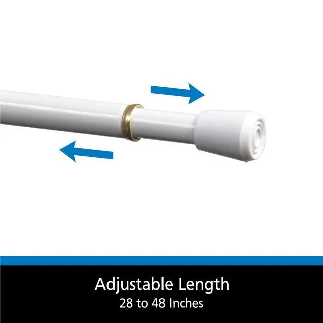 Alt view image 3 of 5 - Mainstays 7/16" Adjustable Tension Curtain Rod, 28-48", White