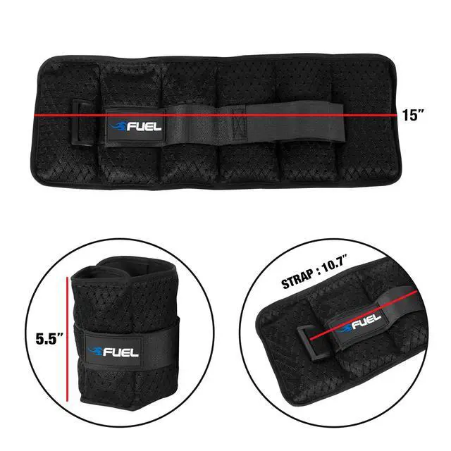 Alt view image 7 of 7 - Fuel Pureformance Unisex Adjustable Wrist/Ankle Weights, 2.5-Pound Pair (5lb Total - 6 Removable Weight Packs)