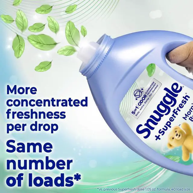 Alt view image 2 of 7 - Snuggle SuperFresh Liquid Fabric Softener, Odor Eliminating, Morning Breeze, 40 Loads