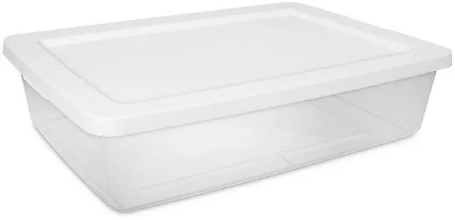 Main image of Sterilite 28 Quart Small Storage Bin, Clear Plastic Storage Container with Snap-On Lid, White