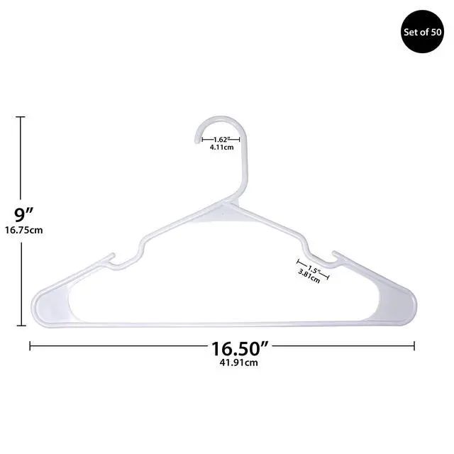 Alt view image 2 of 5 - Mainstays Plastic Clothes Hangers, White, 50-Count, Everyday Use