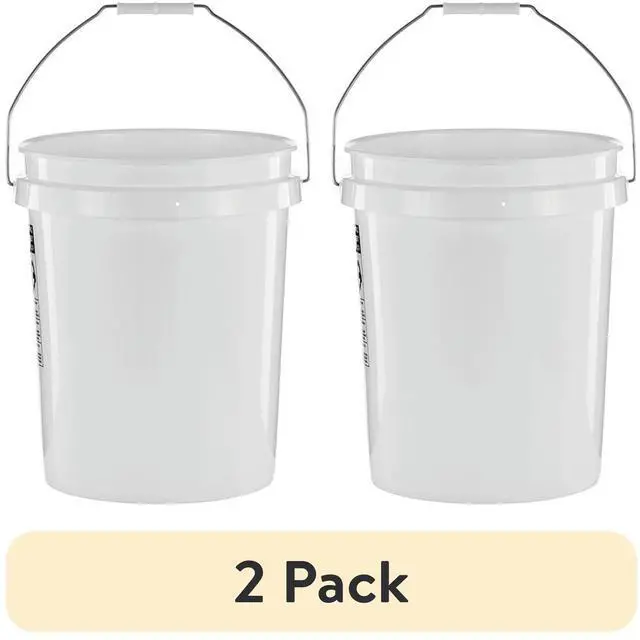 Main image of (2 pack) United Solutions 5 Gallon Round Utility Bucket, Comfort Handle, Plastic, White, PN0149, 1 Each