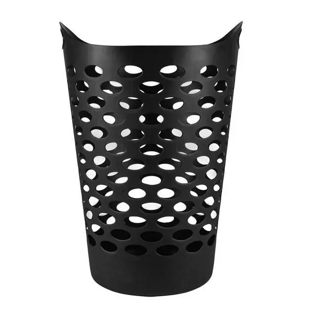 Alt view image 2 of 7 - Mainstays Flexible Round Laundry Hamper with Carry Handles, Black Plastic