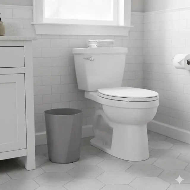 Alt view image 4 of 7 - Mainstays 5 gal Gray Geometric Bathroom Wastebasket, Open Top, Polypropylene Plastic