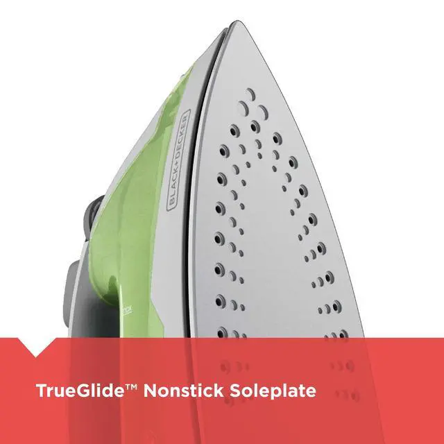 Alt view image 3 of 7 - BLACK+DECKER Easy Steam Compact Steam Iron with TrueGlide Nonstick Soleplate, SmartSteam Technology, Anti-Drip, Green