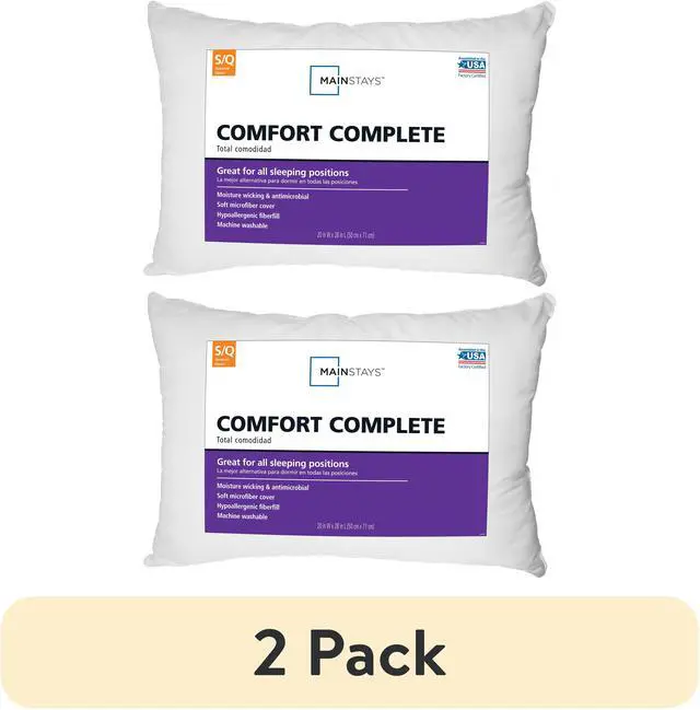 Main image of (2 pack) Mainstays Comfort Complete Bed Pillow, Standard/Queen