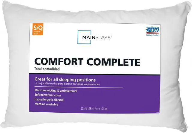 Alt view image 2 of 7 - (2 pack) Mainstays Comfort Complete Bed Pillow, Standard/Queen