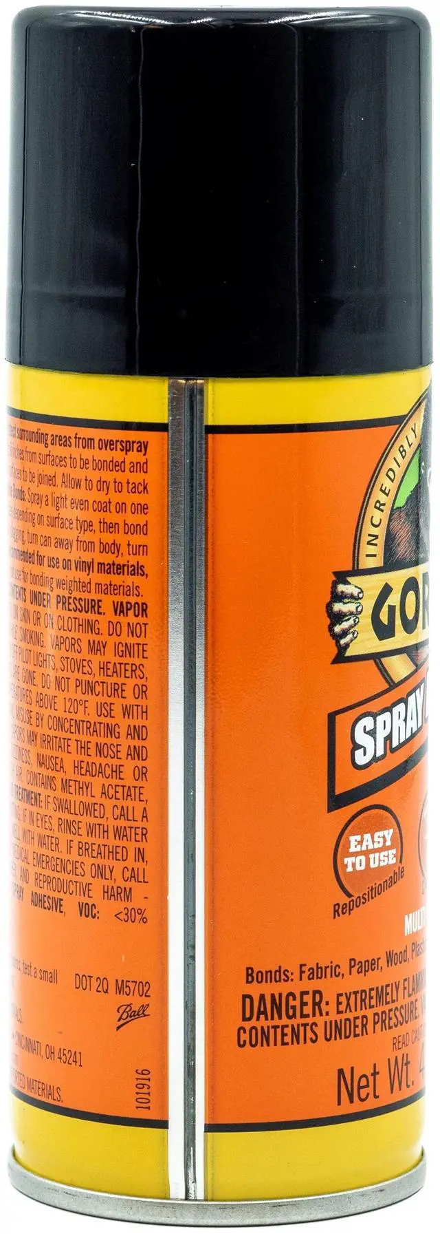 Alt view image 3 of 7 - Gorilla Heavy Duty, Clear Spray Adhesive, 4 Ounce Can
