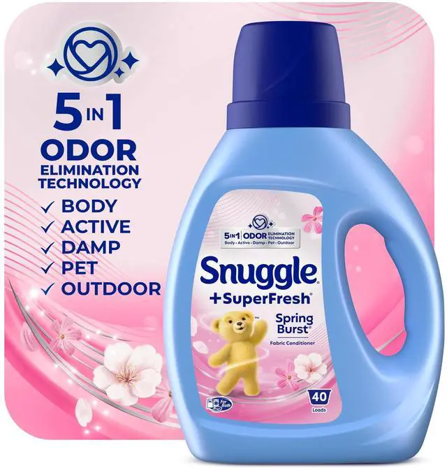 Main image of Snuggle SuperFresh Liquid Fabric Softener, Odor Eliminating, Spring Burst, 40 Loads