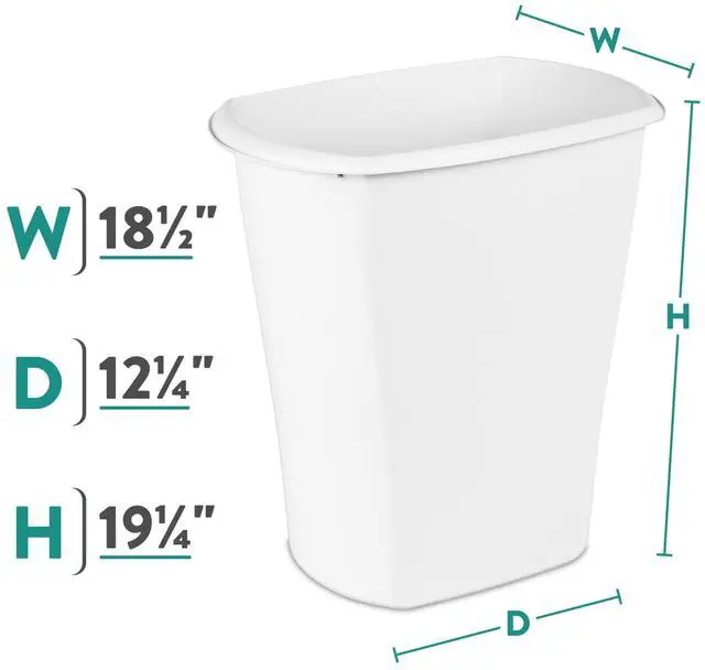 Alt view image 2 of 6 - Sterilite Large Kitchen Trash Can, 10 Gallon Plastic Garbage Bin with No Lid, White
