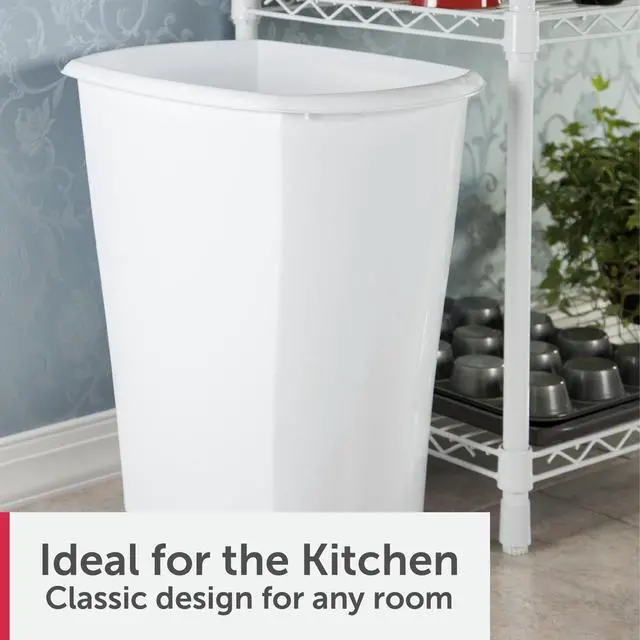 Alt view image 3 of 6 - Sterilite Large Kitchen Trash Can, 10 Gallon Plastic Garbage Bin with No Lid, White