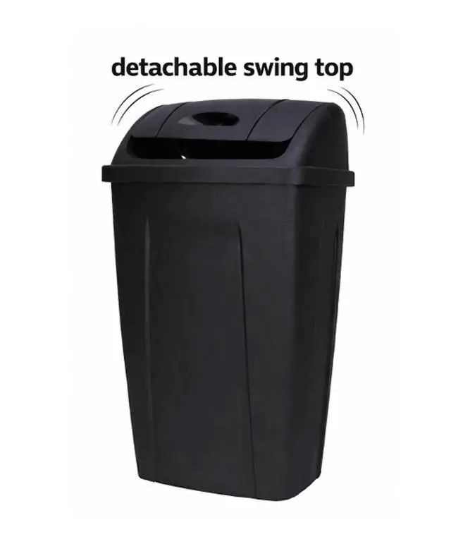 Alt view image 4 of 6 - Mainstays Kitchen Trash Can, 13 Gallon Plastic Garbage Bin with Swing Top Lid, Black