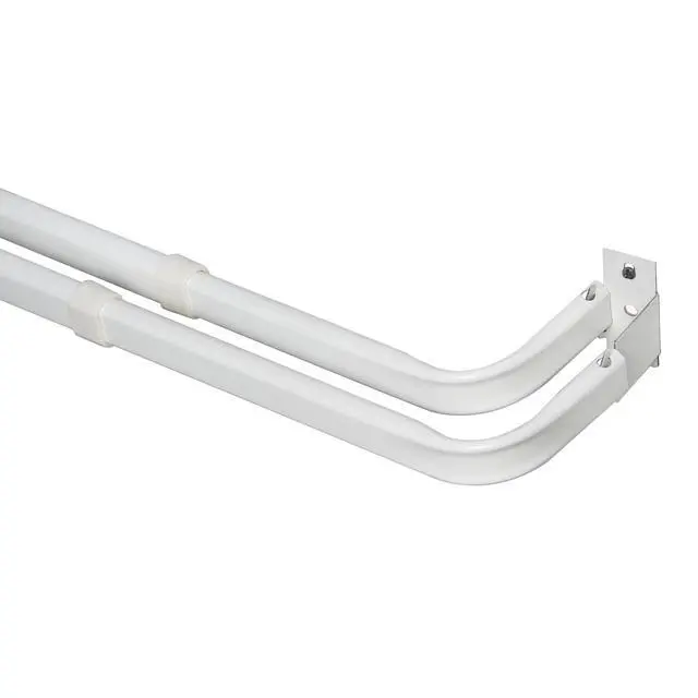 Alt view image 2 of 7 - (2 pack) Mainstays 2-3" Basic Metal Wrap Around Adjustable Double Curtain Rod, 28-48" Adjustable Length, White Finish
