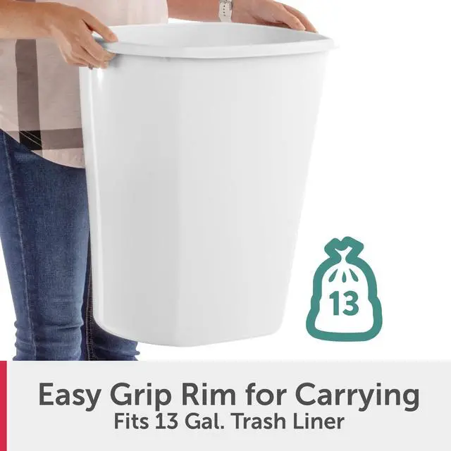 Alt view image 5 of 6 - Sterilite Large Kitchen Trash Can, 10 Gallon Plastic Garbage Bin with No Lid, White