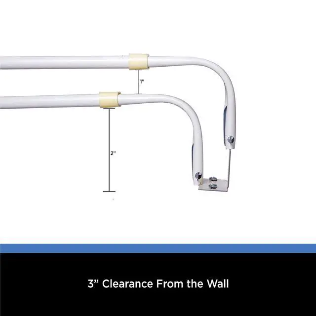 Alt view image 4 of 7 - (2 pack) Mainstays 2-3" Basic Metal Wrap Around Adjustable Double Curtain Rod, 28-48" Adjustable Length, White Finish