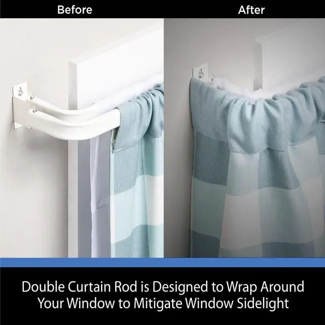 Alt view image 5 of 7 - (2 pack) Mainstays 2-3" Basic Metal Wrap Around Adjustable Double Curtain Rod, 28-48" Adjustable Length, White Finish