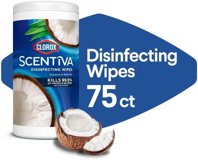 Main image of Clorox Scentiva Bleach-Free Cleaning Wipes, Coconut and Waterlily, 75 Count