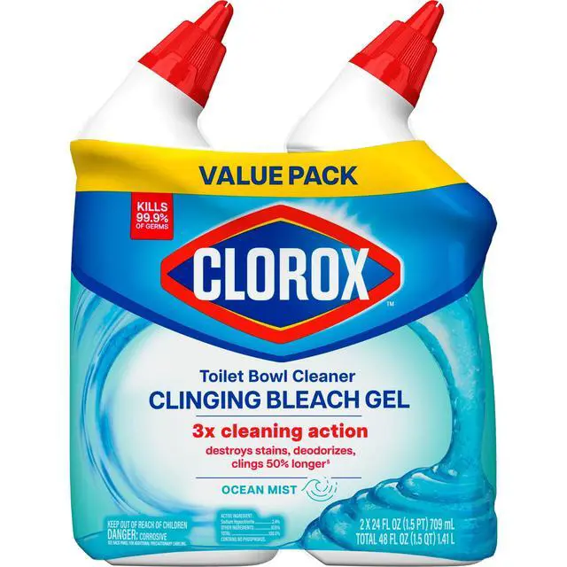 Alt view image 2 of 7 - Clorox Toilet Bowl Cleaner Clinging Bleach Gel, Ocean Mist, 24 fl oz, 2 Pack