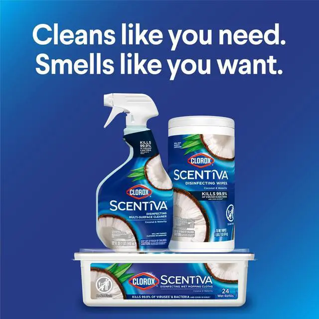 Alt view image 6 of 7 - Clorox Scentiva Bleach-Free Cleaning Wipes, Coconut and Waterlily, 75 Count