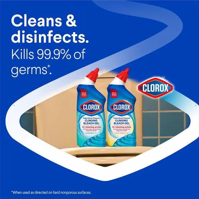 Alt view image 4 of 7 - Clorox Toilet Bowl Cleaner Clinging Bleach Gel, Ocean Mist, 24 fl oz, 2 Pack