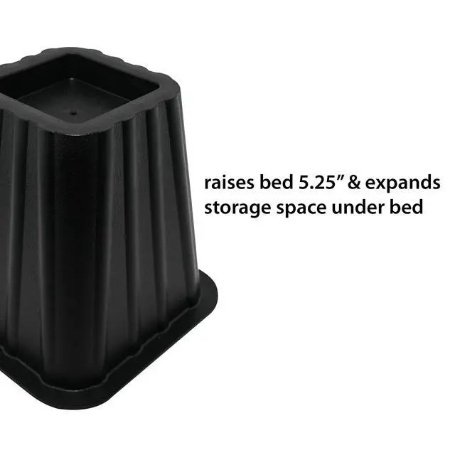 Alt view image 5 of 6 - Mainstays Black Plastic Bed Risers to Raise Your Bed for Storage, 4 Pack, 6.50 in x 6.50 in x 6 in