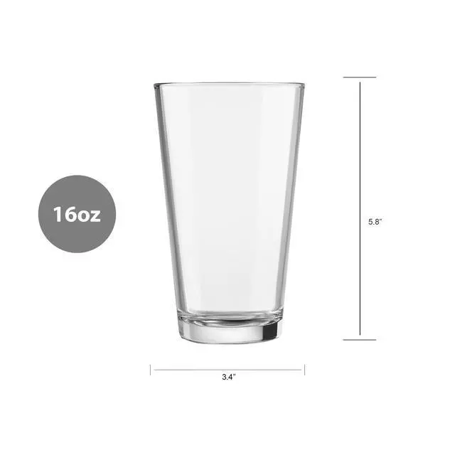 Alt view image 3 of 5 - (4 pack) Mainstays 16 oz Clear Pint Glass