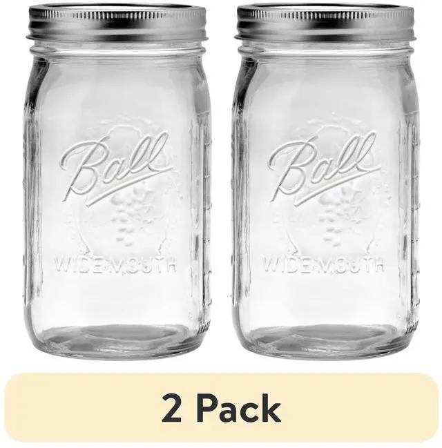 Main image of (2 pack) Ball Glass Mason Jar with Lid & Band, Wide Mouth, 32 oz, Single Jar, 1 Count