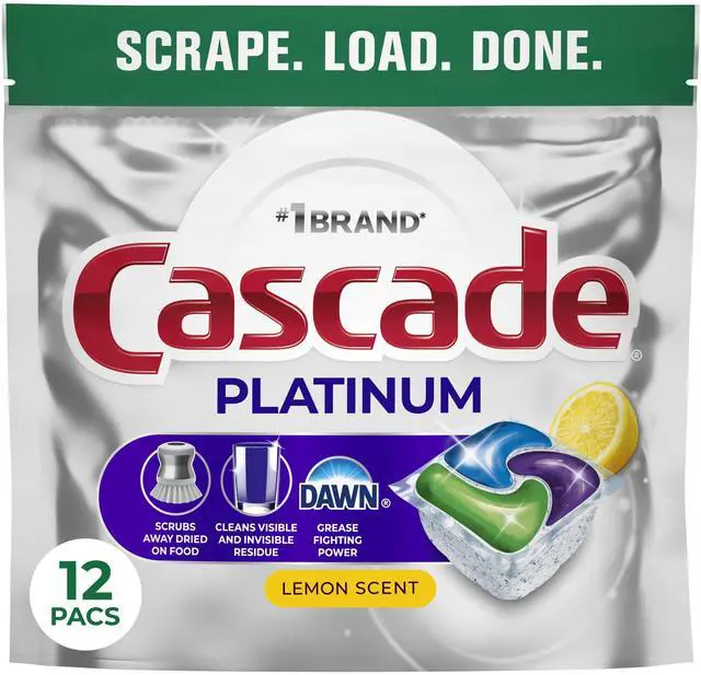 Alt view image 2 of 7 - Cascade Platinum Dishwasher Pods, Dishwasher Detergent, Dish Detergent Soap, Lemon, 12 Count